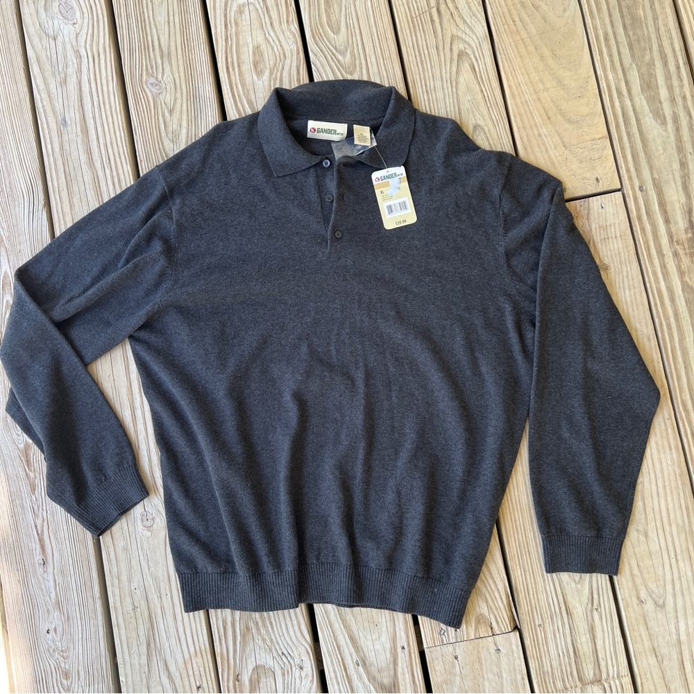 Gander Mountain sweater XL pullover cotton wool gray NWT